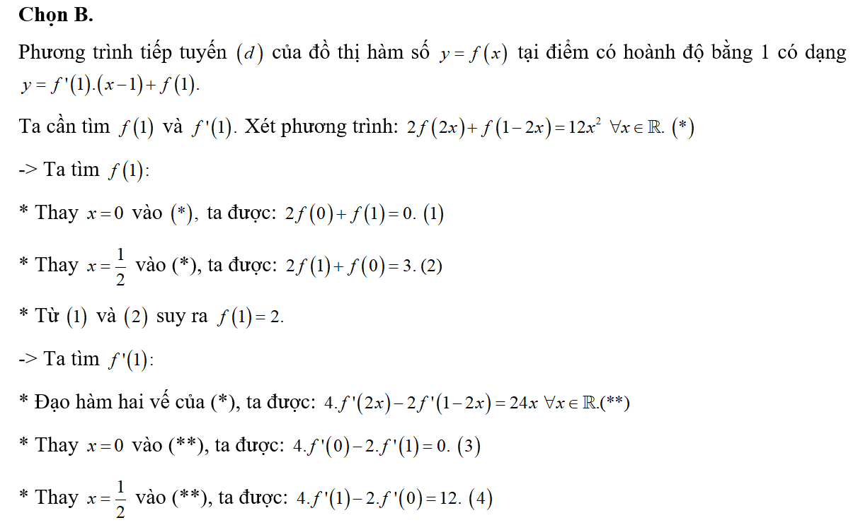 Cho hàm số y = f(x) xác định và có đạo hàm trên R và thỏa mãn (ảnh 1)