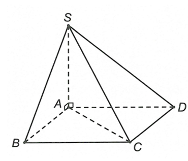 Cho hình chóp S.ABCD có đáy là hình chữ nhật, SA vuông góc với mặt phẳng (ABCD). Tâm mặt cầu ngoại tiếp hình chóp S.ABCD là điểm I với  (ảnh 1)