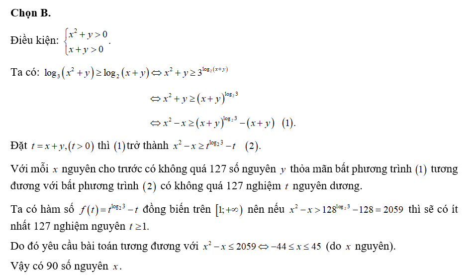 Có bao nhiêu số nguyên x sao cho ứng với mỗi x có không quá 127 số nguyên (ảnh 1)