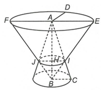 Cho hình tứ diện ABCD có , ABC là tam giác vuông tại B. Biết BC = a, AB = a căn bậc hai 3, AD = 3a. Quay các tam giác ABC và ABD (bao gồm cả điểm bên trong hai tam giác) (ảnh 1)