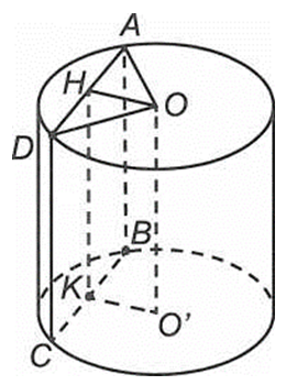 Cho hình trụ có bán kính đáy bằng a. cắt hình trụ bởi một mặt phẳng (P)  song song với trục của hình trụ và cách trục của hình trụ một khoảng (ảnh 1)