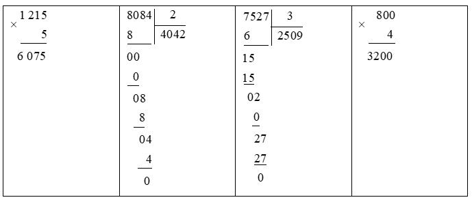 Trong các phép tính sau, phép tính có kết quả lớn nhất là: A. 1 215 x 5 (ảnh 1)