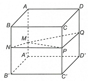 Cho hình hộp ABCD.A'B'C'D' có thể tích bằng V . Gọi M, N, P lần lượt thuộc các cạnh  sao cho (ảnh 1)