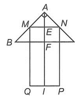 Cho tam giác vuông cân ABC có AB = AC = a căn bậc hai 2 và hình chữ nhật MNPQ với MQ = 3MN được xếp chồng lên nhau sao cho M, N lần lượt là trung điểm (ảnh 2)