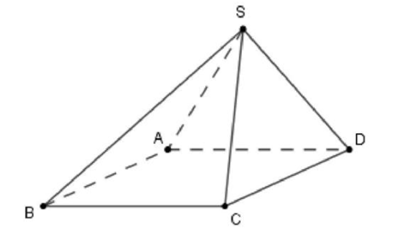 Cho khối chóp S.ABCD có đáy là hình vuông cạnh bằng 2. Tam giác SAB là tam giác đều (ảnh 1)
