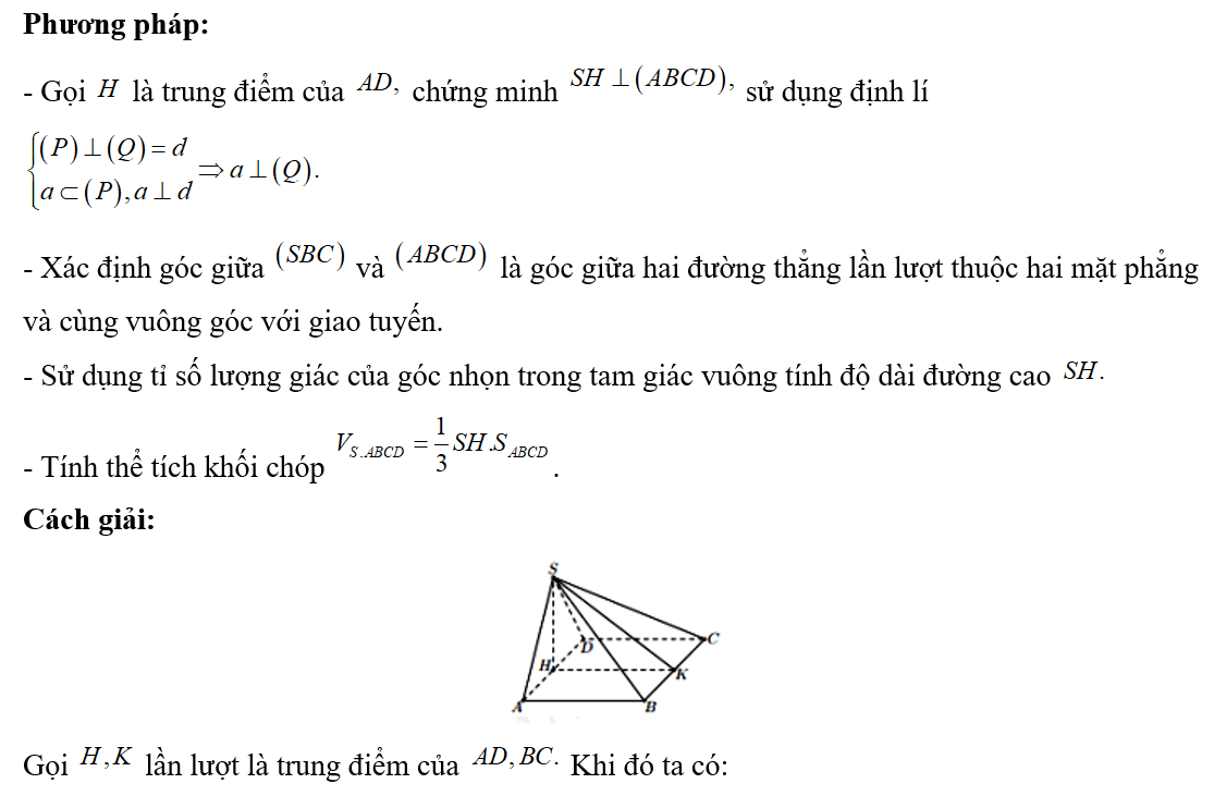 Cho hình chóp S.ABCD có đáy ABCD là hình chữ nhật, mặt bên SAD là tam giác đều (ảnh 1)