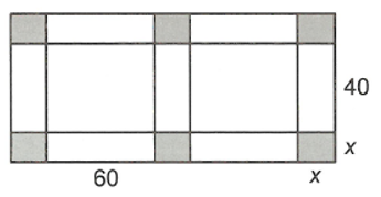 Cho một tấm bìa hình chữ nhật có kích thước 60 cm x 40 cm. Người ta cắt 6 hình vuông bằng nhau như hình vẽ, mỗi hình vuông cạnh bằng x cm, rồi gập tấm bìa lại để được một hộp có nắp. Tìm x để hộp nhận được có thể tích lớn nhất.                                        (ảnh 1)