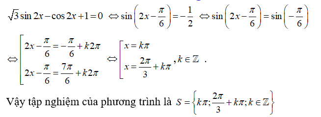 Giải phương trình căn 3 sin2x - cos 2x + 1  =0   (ảnh 1)