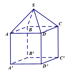 Hình nhiều diện được lắp đặt ghép bởi vì một hình lập phương ABCDA'B'C'D' và một hình chóp tứ giác đều SABCD như hình vẽ đem từng nào mặt?  (ảnh 1)