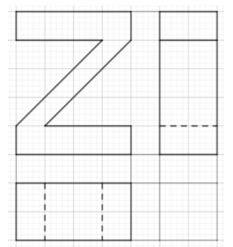 Vẽ hình chiếu phối cảnh của chữ Z Vẽ cả 3 loại hình biểu diễn: hình chiếu đứng, bằng, cạnh. (ảnh 1)