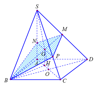 Cho hình chóp SABCD với đáy là hình chữ nhật có AB=a, BC= a căn 2, SA vuông góc ( ABCD) và SA = a căn 3 . Gọi M là trung điểm SD và (P)  (ảnh 1)