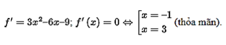 Gọi S là tập hợp các giá trị của tham số m sao cho giá trị lớn nhất của hàm số y = |x^3 – 3x^2 – 9x + m| trên đoạn [– 2; 4] bằng 16. Số phần tử của S là:  A. 0;  B. 2; C. 4;  D. 1.  (ảnh 1)