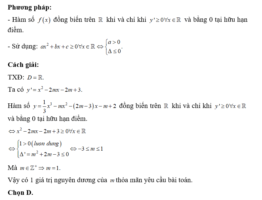 Có bao nhiêu giá trị nguyên dương của tham số m để hàm số (ảnh 1)