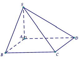 Cho hình chóp SABCD có đáy  ABCD là hình vuông cạnh a, cạnh bên SA vuông góc với mặt phẳng (ABCD) và SC=  acăn 5 .  (ảnh 1)