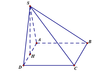 Cho hình chóp S.ABCD có đáy ABCD là hình vuông cạnh a căn bậc hai 3, hình chiếu vuông (ảnh 1)