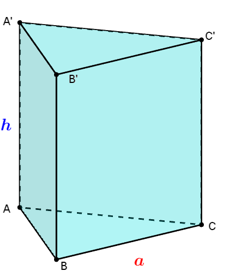 Tính thể tích V  của khối lăng trụ tam giác đều có cạnh đáy bằng  a  và tổng diện tích các mặt bên bằng 3a^2   (ảnh 1)