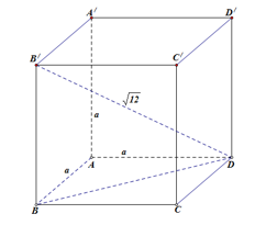 Tính diện tích toàn phần của hình lập phương có độ dài đường chéo bằng  căn 12. (ảnh 1)