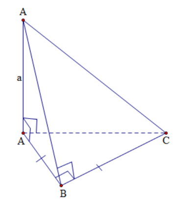 Cho hình chóp SABC có đáy làm tam giác ABC vuông cân ở B. Biết rằng SA vuông góc với mặt phẳng đáy, SA=a và diện tích tam giác SBC (ảnh 1)
