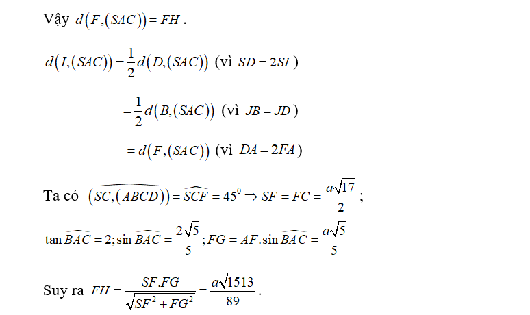 Cho hình chóp S.ABCD có đáy ABCD có hình chữ nhật, AB= a, AD=2a (ảnh 2)