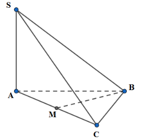 Cho hình chóp S.ABC có đáy ABC là tam giác đều cạnh a, cạnh bên SA vuông góc với đáy (ảnh 1)