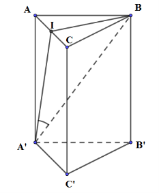 Thể tích của khối lăng trụ đều ABC.A’B’C’ biết cạnh đáy AB = a, góc giữa A’B và mặt bên (ACC'A') (ảnh 1)