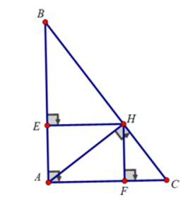 Cho tam giác ABC vuông tại A có AB = 3 cm; AC = 4 cm, đường cao AH. (ảnh 1)