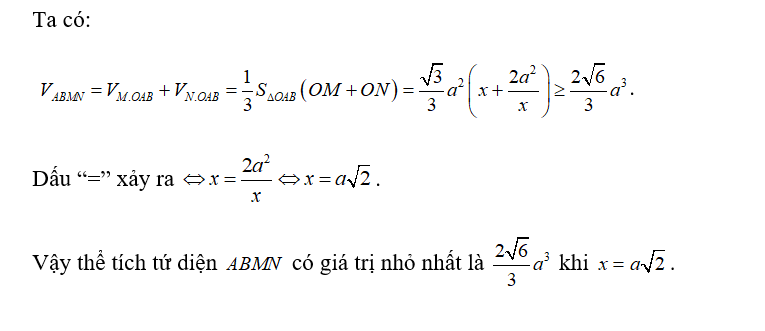 Cho tam giác OAB đều cạnh 2a. Trên đường thẳng d qua O và vuông góc với mặt (ảnh 2)