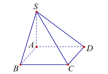Cho hình chóp SABCD có đáy ABCD là hình vuông cạnh a, cạnh bên SA vuông góc với mặt phẳng đáy ( ABCD) và SA= 3a.  (ảnh 1)