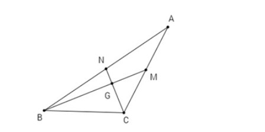 Tam giác ABC có hai đường trung tuyến BM, CN vuông góc với nhau và có (ảnh 1)