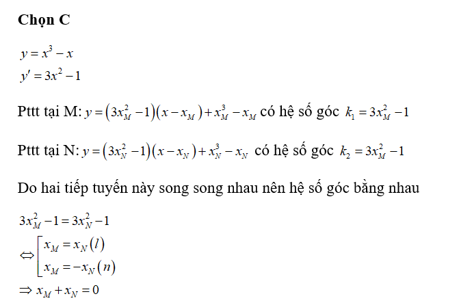 Cho hàm số y= x^3-x có đồ thị (C). Gọi M,N là hai điểm phân biệt trên (C) (ảnh 1)