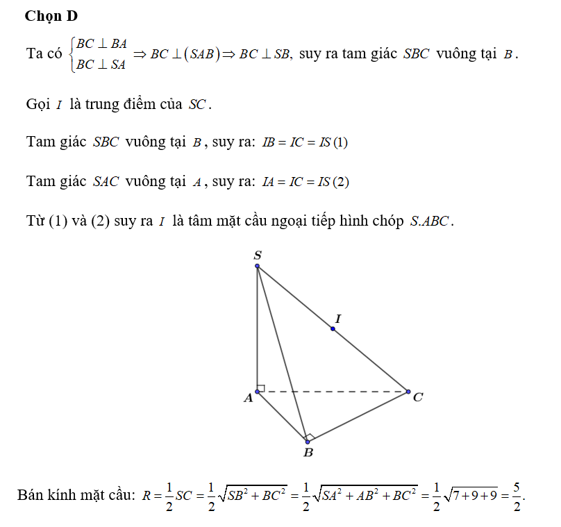 Cho hình chóp S.ABC có tam giác ABC vuông tại B, SA vuông góc với mặt phẳng (ảnh 1)