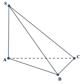 Cho hình chóp S.ABC có đáy ABC là tam giác vuông tại A . Biết SA vuông góc với đáy ABC (ảnh 1)