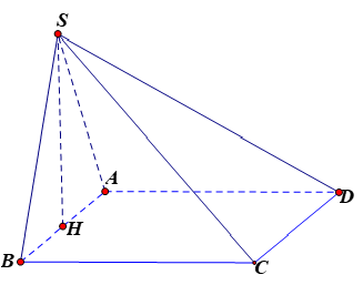 Cho hình chóp SABCD có đáy ABCD là hình vuông. Mặt bên SAB là tam giác đều cạnh a và nằm trong mặt phẳng vuông góc với ( ABCD).  (ảnh 1)