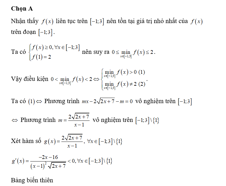 Xét hàm số f(x)= |mx-2 can bac hai 2x+7-m/ x+2 |, với m là tham số thực. Có bao nhiêu số  (ảnh 1)