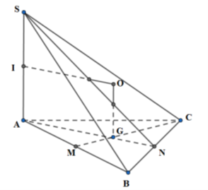 Cho hình chóp S.ABC có tam giác ABC đều cạnh a = 3cm, SA vuông góc (ABC) và SA = 2a (ảnh 1)