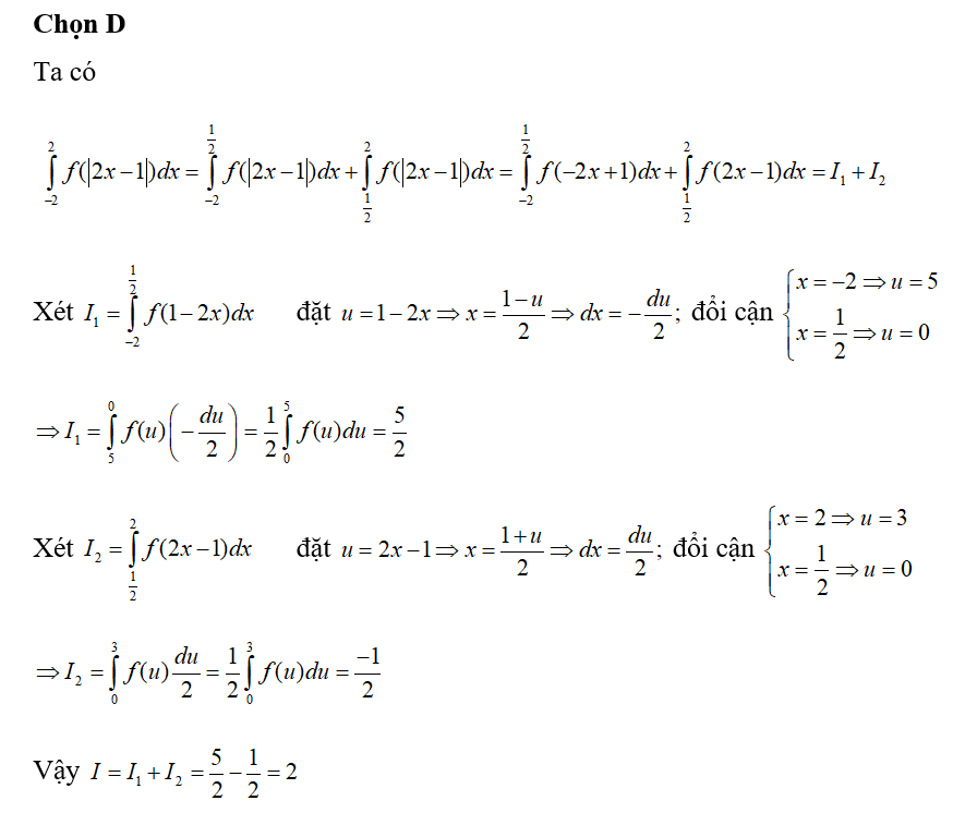 Cho hàm số f(x)  liên tục trên R và thỏa mãn f(x) dx= -1; f(x) dx= 5. (ảnh 1)