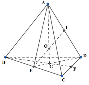 Tính bán kính R của mặt cầu ngoại tiếp hình tứ diện đều cạnh a. A. R = a căn bậc hai 6 / 4 (ảnh 1)