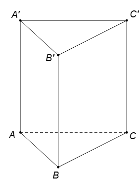 Cho hình lăng trụ đứng ABC.A'B'C'  có đáy  ABC là tam giác vuông tại A . Biết rằng AB =3, AC =4, AA' =5  Tính thể tích khối lăng trụ ABC.A'B'C' là (ảnh 1)