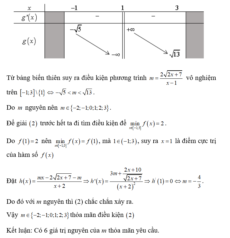 Xét hàm số f(x)= |mx-2 can bac hai 2x+7-m/ x+2 |, với m là tham số thực. Có bao nhiêu số  (ảnh 2)