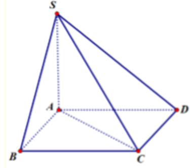 Cho hình chóp SABCD có đáy ABCD là hình bình hành với AB= a, AD= 2a, góc BAD= 60 độ .  SA vuông góc với đáy, góc giữa SC và mặt phẳng đáy  (ảnh 1)