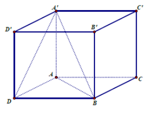 Gọi V1 là thể tích của khối lập phương ABCD.A’B’C’D, V2 là thể tích khối tứ diện A'ABD (ảnh 1)