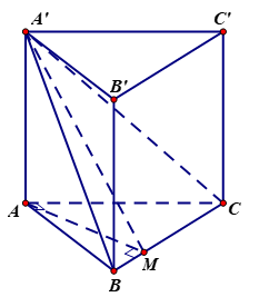 Cho lăng trụ đứng ABCA'B'C'có đáy ABC là tam giác vuông tại A và AB=a, AC= a căn 3 mặt phẳng ( A'BC) tạo với mặt phẳng đáy ( ABC)một góc 30.  (ảnh 1)