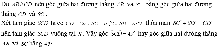 Cho hình chóp SABCD có đáy ABCD là hình chữ nhật với AB= 2a, BC=a. Các cạnh bên của hình chóp cùng bằng a căn 2 .  (ảnh 2)