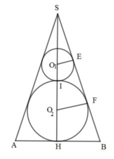 Người ta đặt được vào một hình nón hai khối cầu có bán kính lần lượt là a và 2a sao cho các khối  (ảnh 2)