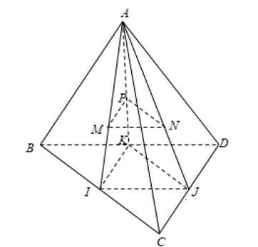 Cho tứ diện ABCD có AB, AC  ,  ADđôi một vuông góc và AB=6a  ,AC=9a  , AD=3a. Gọi M  ,N  , P lần lượt là trọng tâm của các tam giác  (ảnh 1)