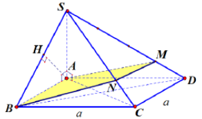 Cho khối chóp S.ABCD có đáy là hình vuông cạnh a, SA vuông góc với mặt phẳng đáy (ảnh 1)