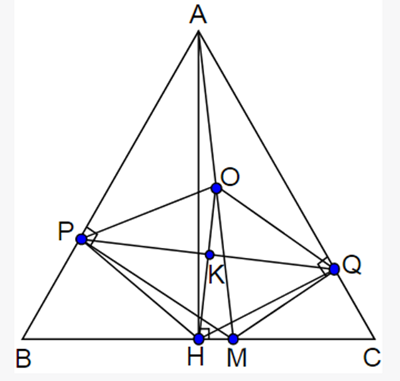 Cho tam giác ABC đều, đường cao AH. Lấy M nằm giữa B, C. Kẻ MP vuông góc AB tại P (ảnh 1)