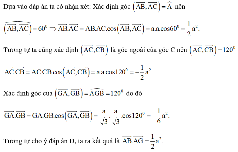 Cho G là trọng tâm tam giác đều ABC có cạnh bằng a. Mệnh đề nào sau đây là sai? (ảnh 1)