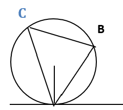 Trong hình vẽ bên cho BÂx = 500. Số đo góc ACB bằng : A. 25 độ B. 50 độ C. 100 độ D Một kết quả khác (ảnh 1)