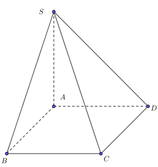 Cho khối chóp SABCD  có đáy ABCD  là hình chữ nhật, AB=a , AD= a căn 2 . Hai mặt phẳng (SAB)  và  ( SAD) cùng vuông góc với đáy. (ảnh 1)
